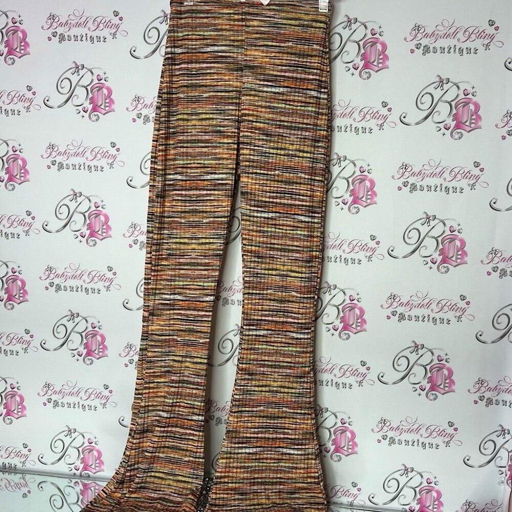 Stylewise pants flare bell bottoms orange yellow Stylish Multicolor flare leg
